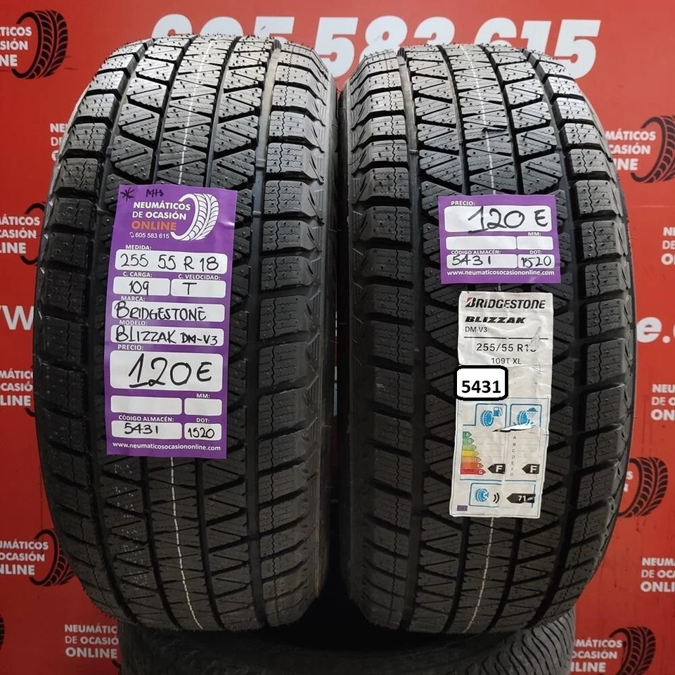 2x 255 55 R18 109T M+S 8.0/8.0mm Bridgestone Blizzak DM-V3 Ref.5431 - Bild 1 von 1