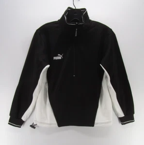 Puma Jacket Boys Youth Medium Black Track Bomber 1/2 Zip Pullover Softshell NEW - Picture 1 of 13