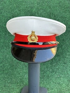 British ROYAL MARINES CAP HAT White Red Black  Size 6 1/2” Weston Cap EUC - Picture 1 of 9