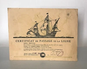1951 Certificat De Passage De La Ligne Du s. M. Neptune, 13" x 10" Poster - Picture 1 of 2