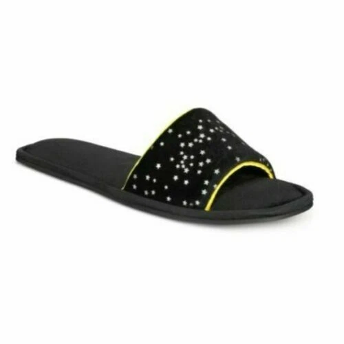 Inc International Concepts Velvet Star Print Slip-on Slippers Black XL 11-12 #73