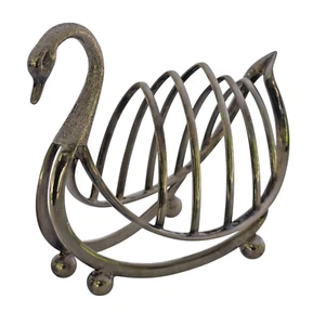 VINTAGE Silver Plate Toast Rack /letter holder ~ SWAN ~ Unique Shaped - Picture 1 of 3