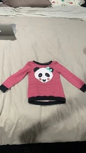 girls panda sweatshirt, size 6, used - Picture 1 of 4