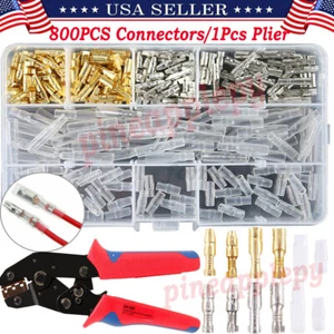 800/400PCS Brass Bullet Connectors Male & Female Crimp Terminals Kits Automotive - Picture 1 of 22