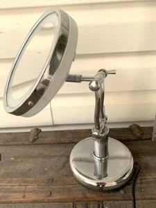 Makeup Mirror Fully Adjustable Lighted Chrome Portable Electric Oval Heavy Duty - Picture 1 of 14