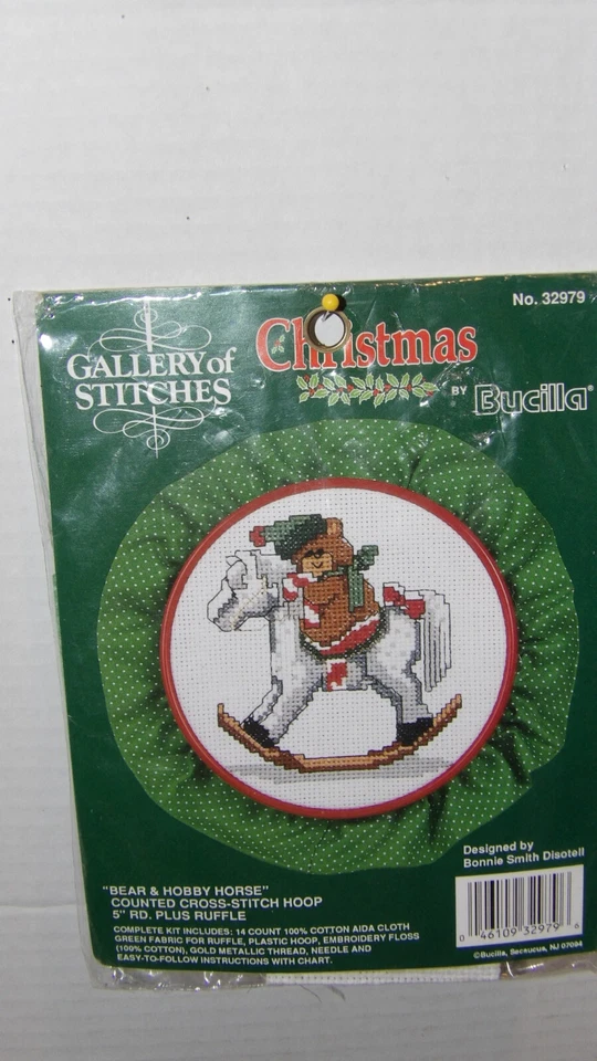 Bucilla Gallery of Stitches Bear & Hobby Horse Counted Cross Stitch Kit - Image 1 of 2