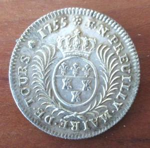 FRANCE-1755 -TRI TOWERS -KING LOUIS XV SUPERB SILVER JETON-VERY RARE - Picture 1 of 2