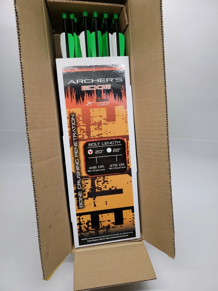 Carbon Express Archer's Edge 442 Gr 20" Crossbolt Moon Nock Paquete de 36 Foto 1 de 1