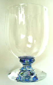 New~ARTIST SIGNED~Wendy & Harry Bissett~HAND BLOW~Stem~WINE GLASS~Rainbow Swirl - Picture 1 of 12