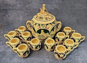 Gerz Gluhwein Rhine Castles Mulled Wine Punch Bowl w/Lid & 12 Cups Germany s-3J - Imagen 1 de 19