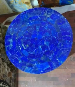 30" Round Lapis Lazuli Stone Sofa Coffee Table Random Gemstone Hallway Decors - Picture 1 of 9