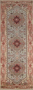 Heriz Serapi Indian Hand-Knotted Runner Rug Wool for Hallway 2x8 ft - Picture 1 of 17