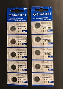 2  Five Packs BlueDot CR1220 CR 1220 DL1220 ECR1220 3V Cell Battery - Picture 1 of 2