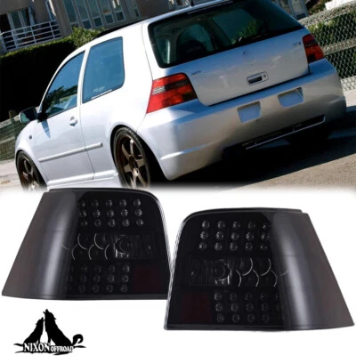 For 1999-2004 Volkswagen Golf MK4/GTI LED Tail Lights Black Brake Lamps Smoke - Image 1 of 4