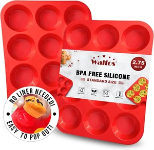 Muffin Pan Set - 12 Cups Regular Silicone Cupcake Pan, Non-Stick and BPA Free, G - Picture 1 of 12