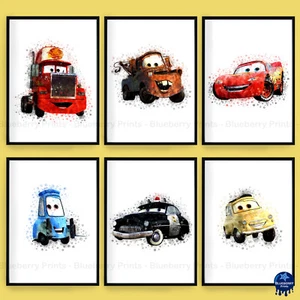 Cars - Disney / Pixar Aquarell Splash Kinder Kunstdrucke - A5-A4-A3 (Set 1) - Bild 1 von 7