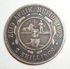 1892 South Africa Two 2 Shillings Silver World Coin