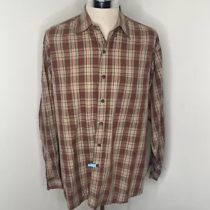 Camicia vintage Burberry abbottonata manica lunga uomo XL marrone chiaro tartan a quadri anni '90 USA - Foto 1 di 10