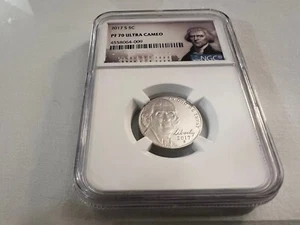 2017-S JEFFERSON NICKELS  NGC PF70 ULTRA CAMEO "TOP POP" PORTRAIT LABEL - Picture 1 of 4