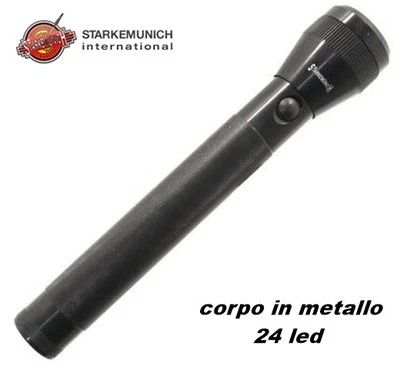 TORCIA LAMPADA A BATTERIE (3 D INCLUSE) CON CORPO IN METALLO ANTIURTO A 24 LED  - Immagine 1 di 2