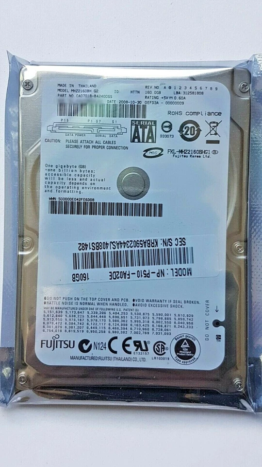 160 GB SATA Fujitsu MHZ2160BH G2 5400 RPM 2,5 " Hard Drive New - Image 1 of 1