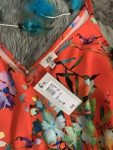 summer top peplum orange floral hawaii Size 10 - Picture 1 of 6