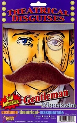 Mustache "The Gentleman" Assort Colors Synthetic Hair Costume Character Disguise - Image 1 of 3