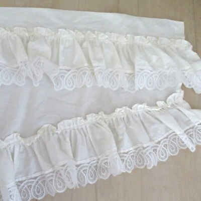 Cortina Cenefa Blanco Encaje Volantes En Niveles Swag Cottage Shabby Chic 72" L De Colección Foto 1 de 4