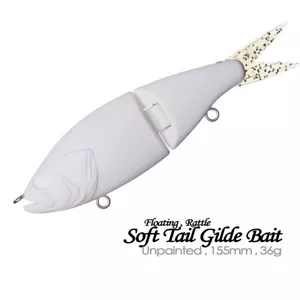 3PCS 155MM 36G Rattle Soft Tail Glide Baite Unpainted Bait Blank Fishing Lure - Picture 1 of 12