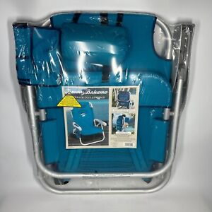 Tommy Bahama Backpack Beach Chair Reclines Pillow Cooler Pouch Light Blue New