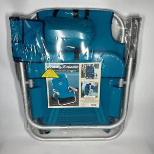 Tommy Bahama Backpack Beach Chair Reclines Pillow Cooler Pouch Light Blue New - Picture 1 of 6