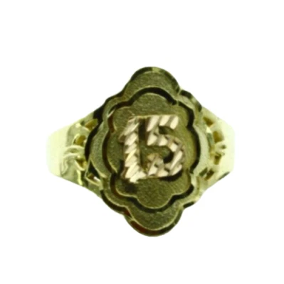 Sweet 15 Years Girls NEW Ring in Real Slid Multi Tone 14k Gold 3.2 Grams Size 8 - Image 1 of 4