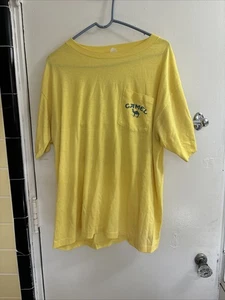 Vintage 1980er Joe Camel Zigaretten T-Shirt glatter Charakter gelb Größe L KOSTENLOSER VERSAND - Bild 1 von 17