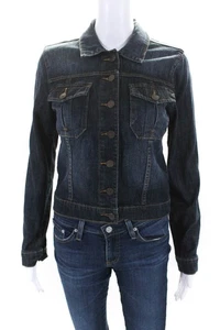KUT from the Kloth Womens Blue Dark Wash Cotton Long Sleeve Denim Jacket Size S - Picture 1 of 10
