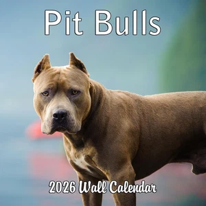 Calendario de pared mensual Pit Bulls 2026 | Calendario Pitbull Dog septiembre 2025 - diciembre - Imagen 1 de 9