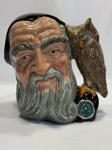 Royal Doulton MERLIN THE WIZARD ~ D6529 Large Character Toby Mug Jug Owl Handle - Picture 1 of 22