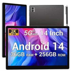 Tablette 14 Pouces Android 14 Tablette Tactile avec 5G WiFi36Go+256Go/11580mA... - Photo 1/8