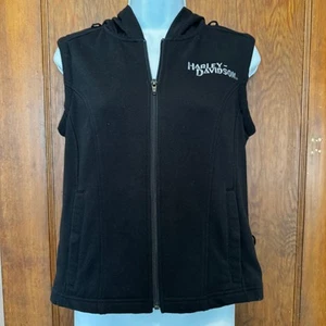 Harley Davidson Bordado Logo Sin Mangas Con Capucha Cremallera Completa Chaleco Sudadera con Capucha Para Mujer S - Imagen 1 de 8