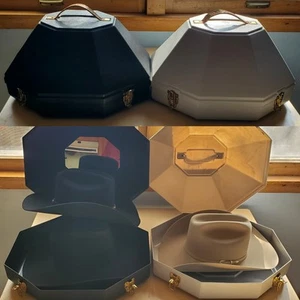 (3) Vintage Resistol Cowboy Hats Size 7 & 7⅛ - (2) K&D Equestrian Hat Cans USA - Picture 1 of 24