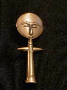 Vintage Museum Replica Fertility Goddess Gold Tone Figural Brooch  - Picture 1 of 2