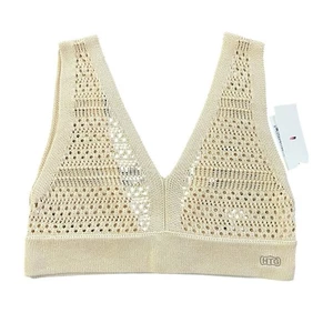 HONOR THE GIFT Sheer Crochet Cami Bralette Cream Sz M Sexy Boho Streetwear NWT - Picture 1 of 6