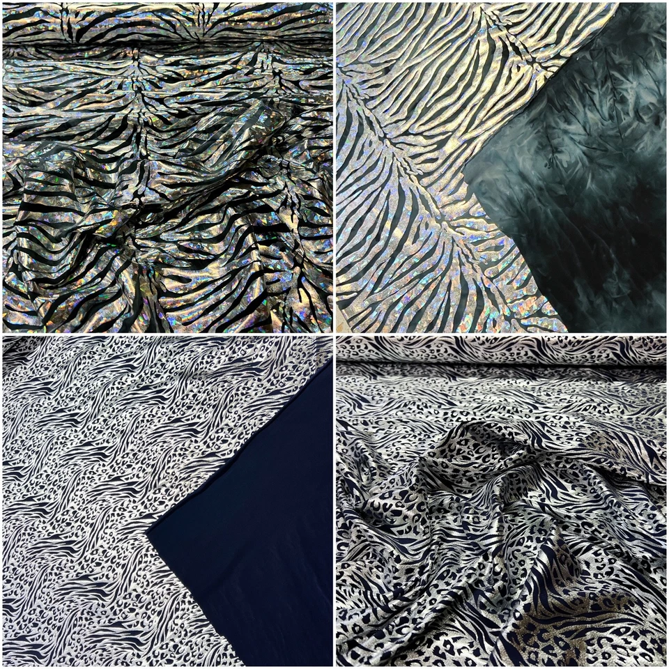 Lurex Stoff Leopard Tiger Silber Chrome Meterware Karneval Bekleidung Deko - Bild 1 von 1