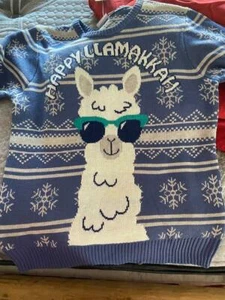 Boys' 'Happy Llamakkah' Sweater - Blue - Picture 1 of 4