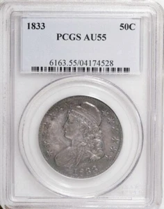 1833 Capped Bust Half Dollar PCGS AU-55 - Picture 1 of 2