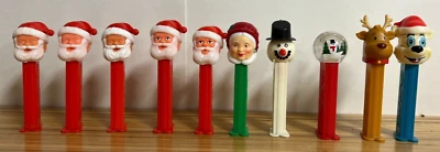 Pez - Christmas theme - 5 Santa, Mrs Claus, snowman, reindeer, bear. globe - Image 1 of 4