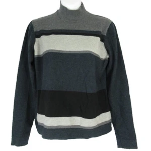 Banana Republic Wool Blend Sweater Youth Boys Large Mock Neck Gray Blue Stripe - Picture 1 of 9