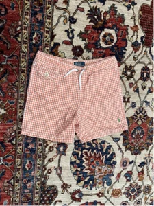 Little Boy Polo Ralph Lauren Checkered Orange Swim Shorts Size 7 - Picture 1 of 9