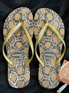 Havaianas Dark Brown / Golden Sun Flip Flops Sandals Size 6 - Picture 1 of 2