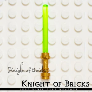 LEGO Minifigure TRANS GREEN Lightsaber w PEARL GOLD Hilt Star Wars Sword - Picture 1 of 2