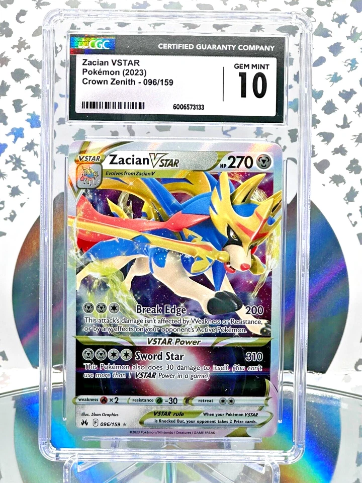 CGC 10 Zacian VSTAR 096/159 Crown Zenith Full Art Double Rare Pokemon Card - Image 1 of 1